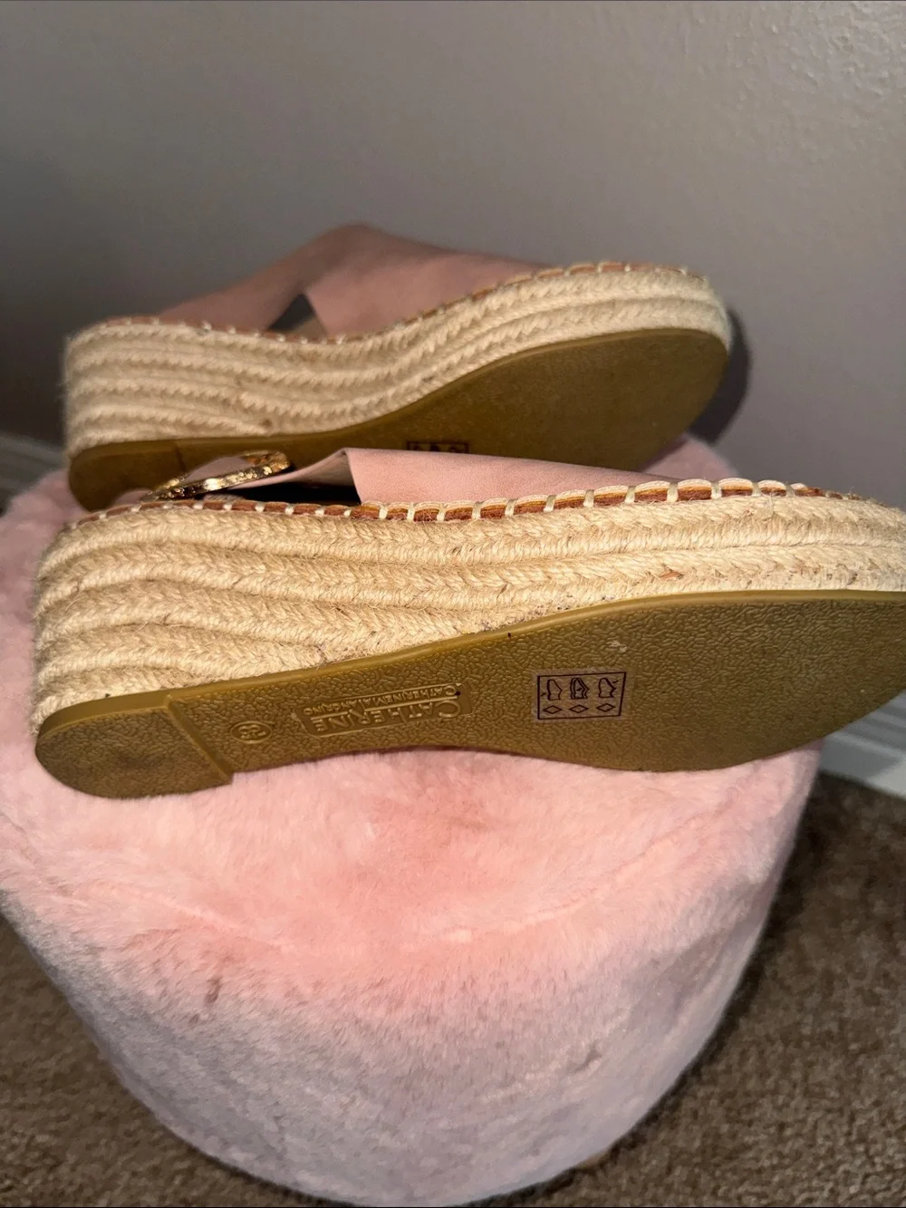 Catherine Malandrino Blush Pink Slingback Espadrille Sandals
